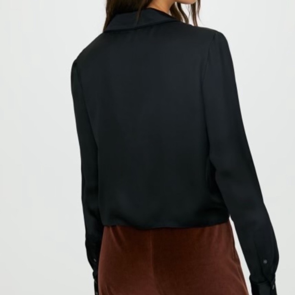 Wilfred satin tie front long sleeve button down blouse - Picture 4 of 9